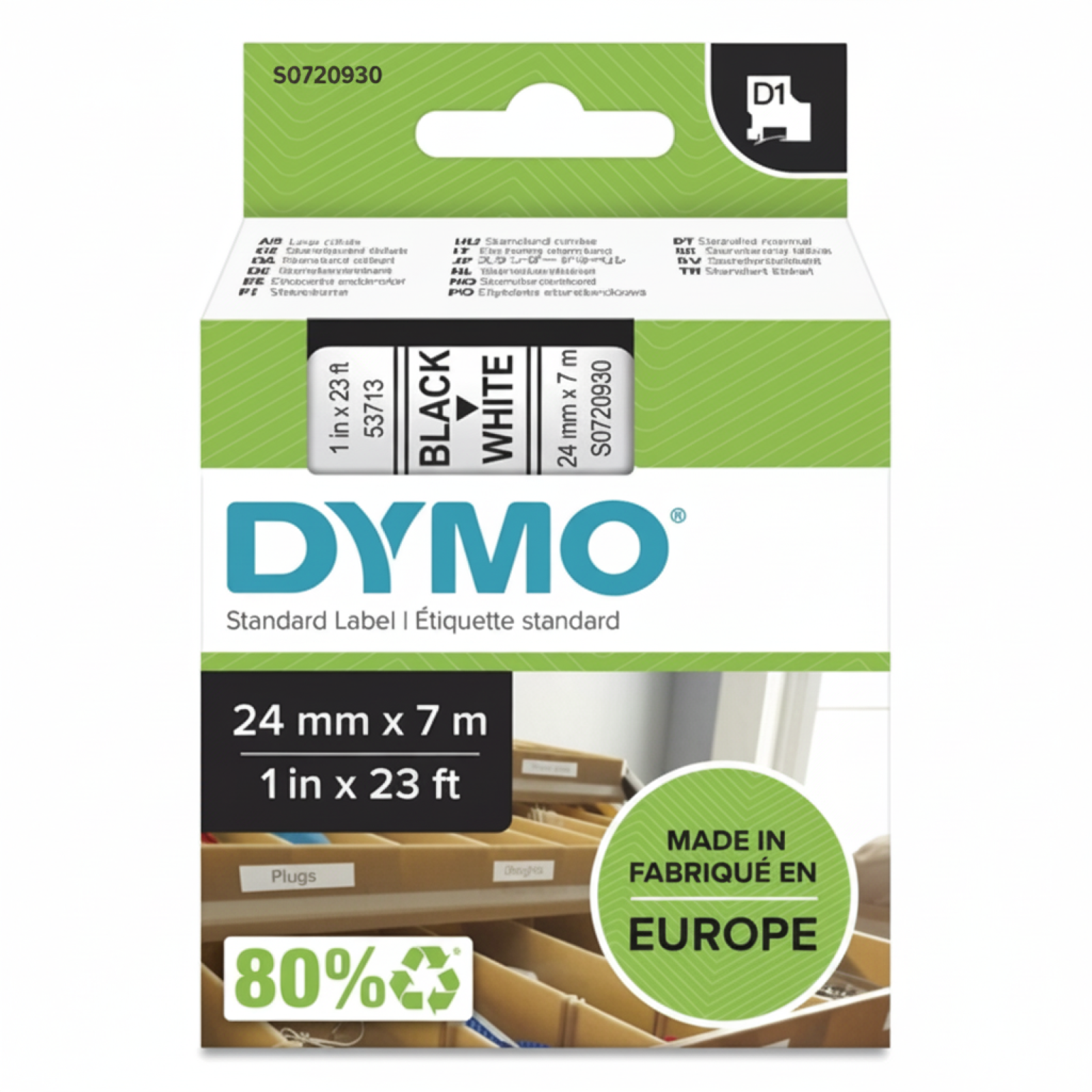 Taśma Oryginalna DYMO D1-53713 (D1-53713) (Biały) (24 mm, 7 m)