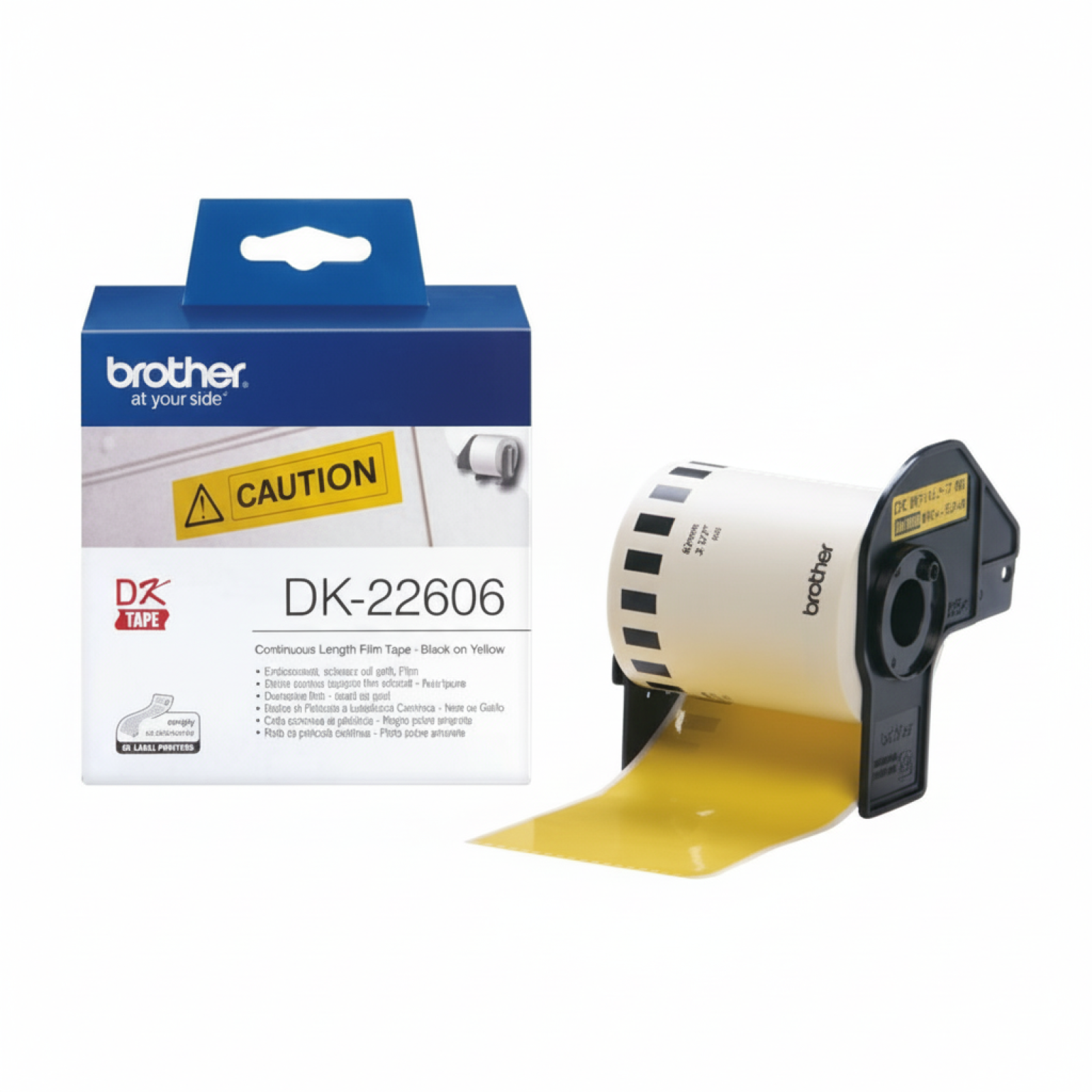 Taśma Foliowa Oryginalna Brother DK-22606 (DK-22606) (Biały) (62 mm, 15,24 m, Żółta)