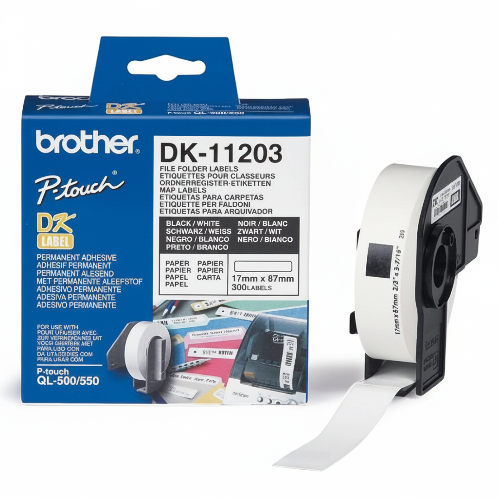 Etykiety Oryginalne Brother DK-11203 (DK-11203) (Biały) (300 szt., 17 mm, 87 mm)