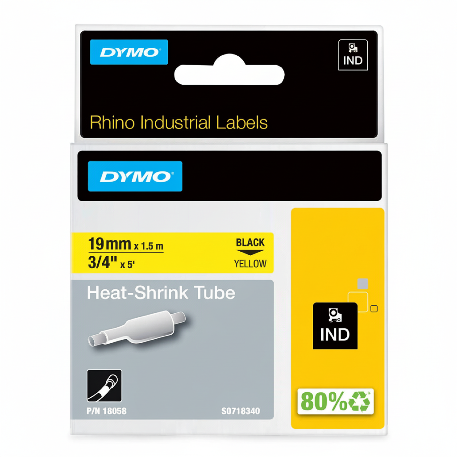 Rurka Termokurczliwa Oryginalna DYMO 18058 (18058) (Żółty) (19 mm, 1,5 m, Żółta)