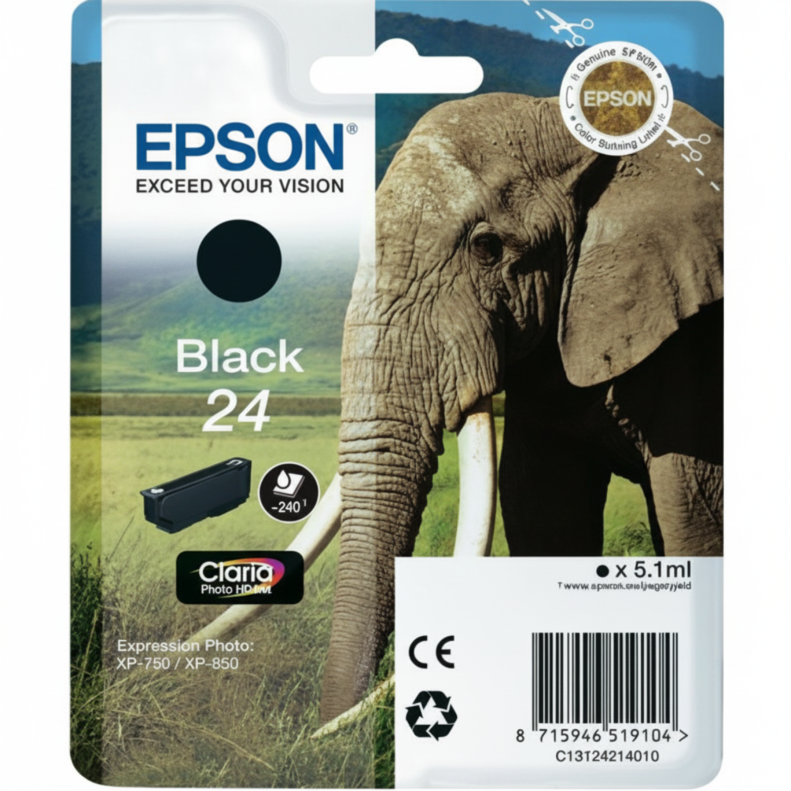 Tusz Oryginalny Epson T2421 (C13T24214010) (Czarny)