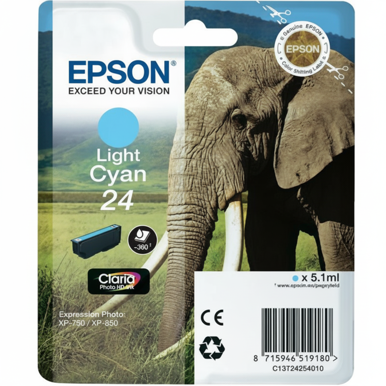Tusz Oryginalny Epson T2425 (C13T24254010) (Jasny błękitny)