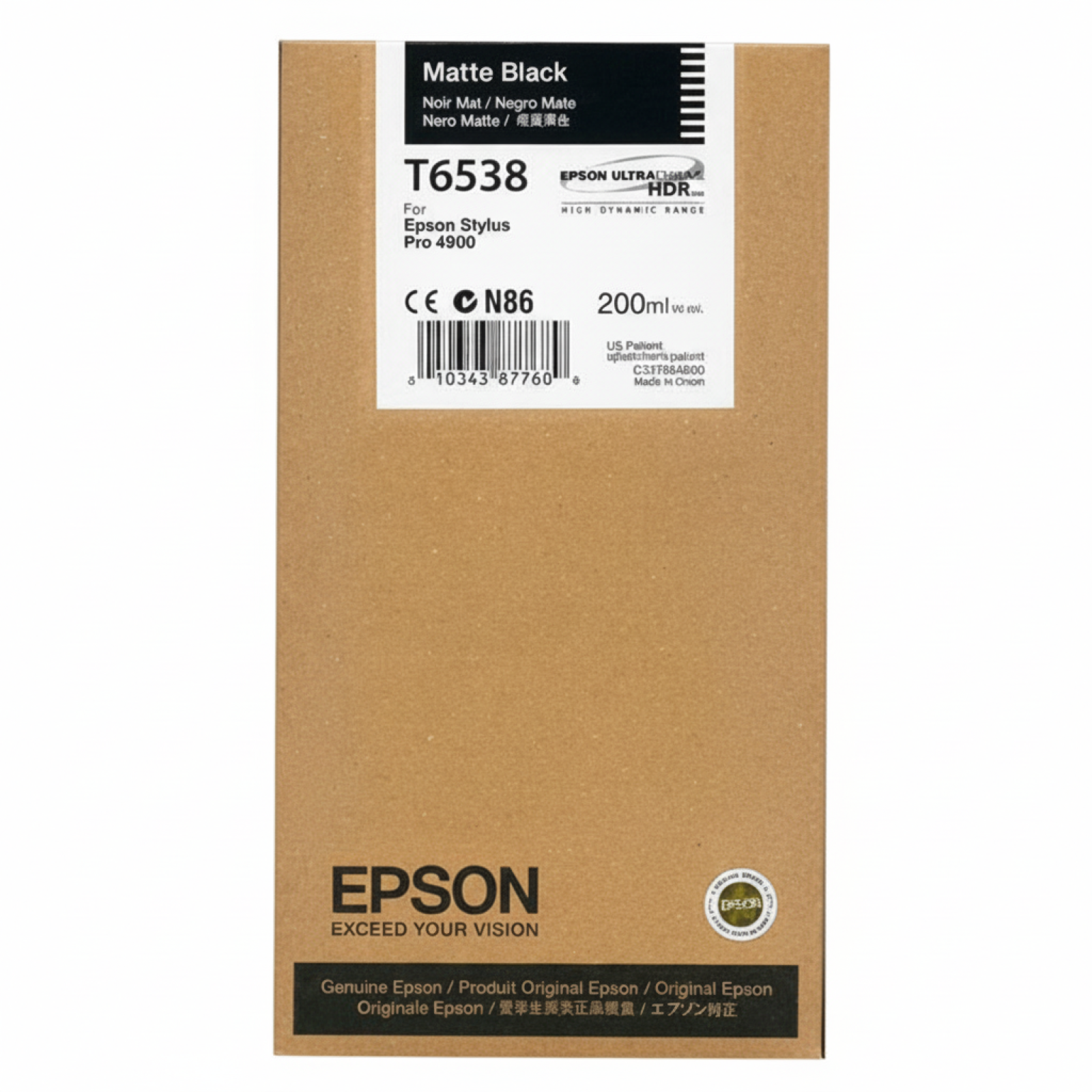 Tusz Oryginalny Epson T6538 (C13T653800) (Czarny matowy)
