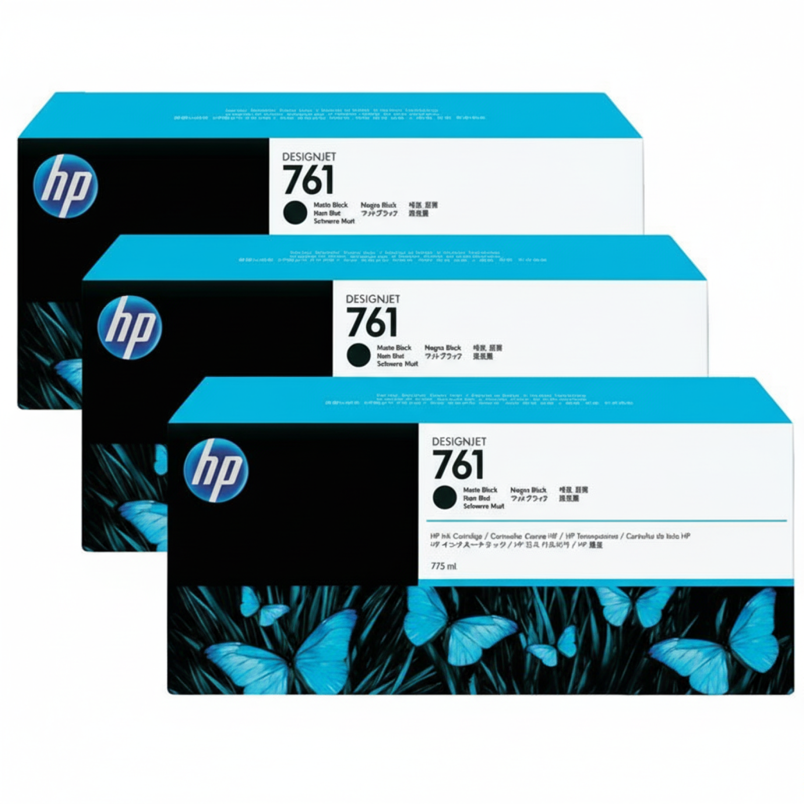 Tusze Oryginalne HP 761 (CR275A) (Czarne matowe) (trójpak)