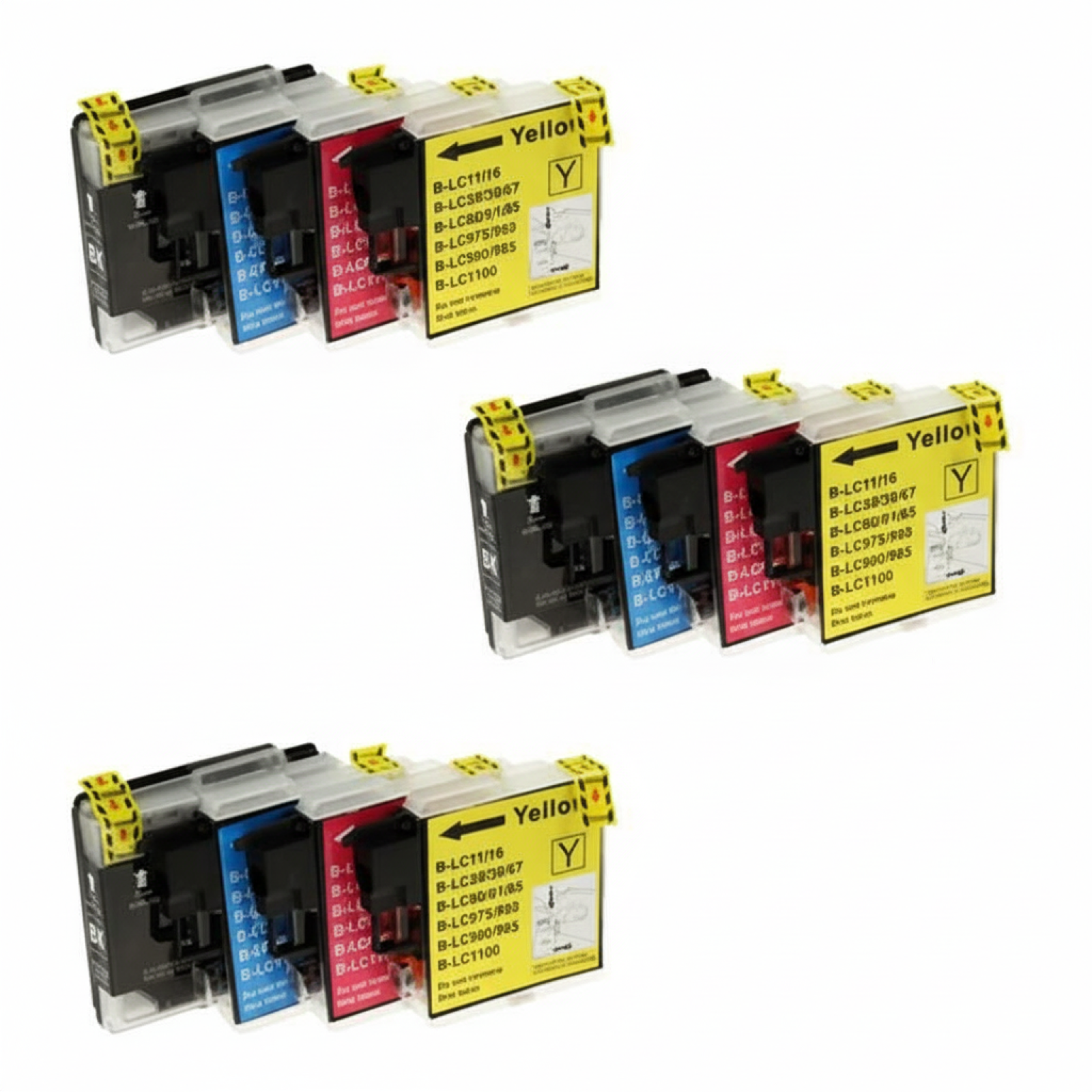 3x Tusze Zamienniki LC-1100 CMYK do Brother (LC1100VALBP) (komplet)
