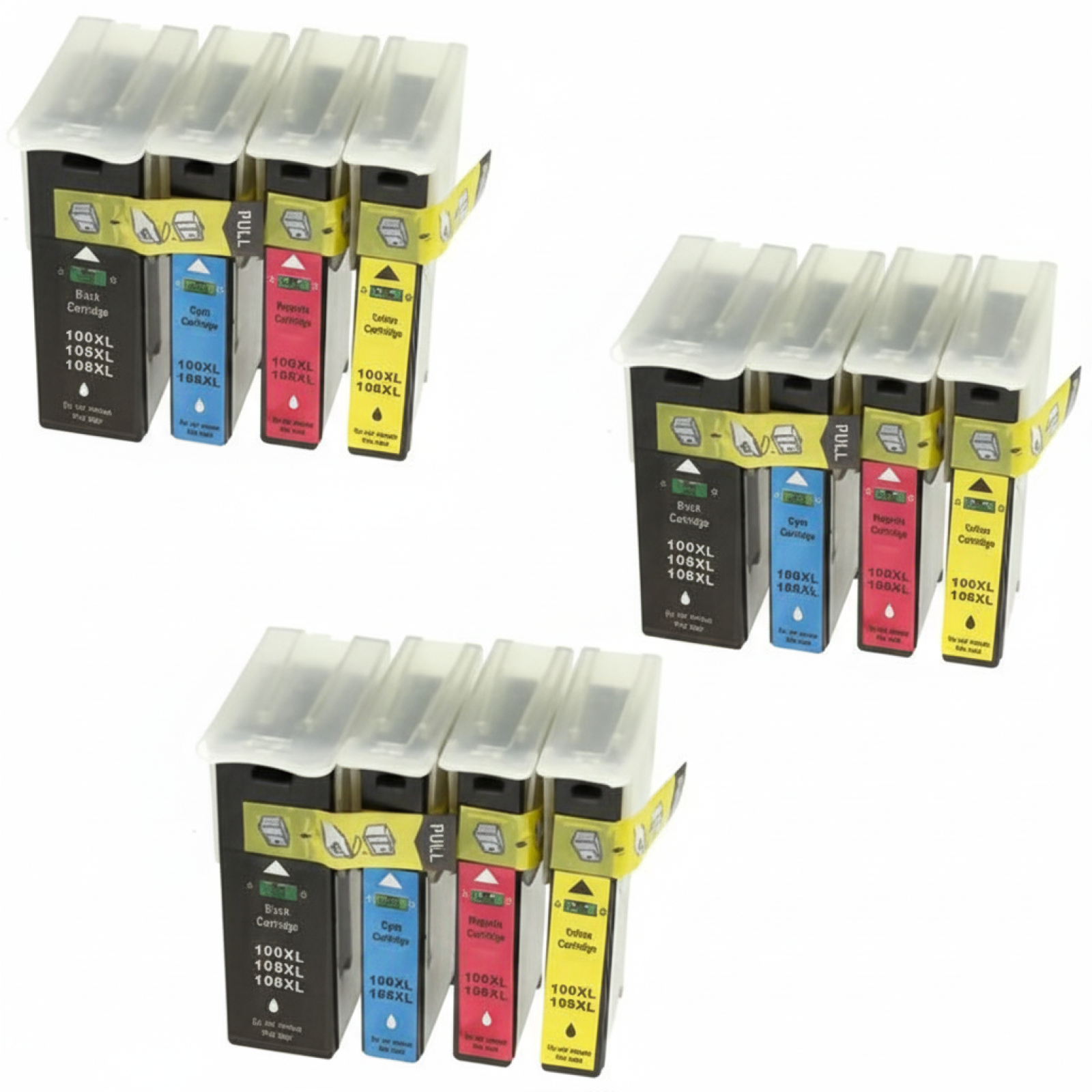 3x Tusze Zamienniki 100 XL CMYK do Lexmark (14N1912) (komplet)