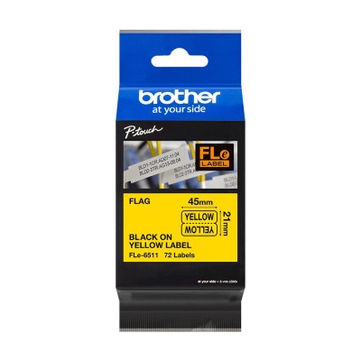 Etykiety Flagi Oryginalne Brother FLe-6511k (FLe-6511k) (Żółty) (72 szt., 45 mm, 21 mm)