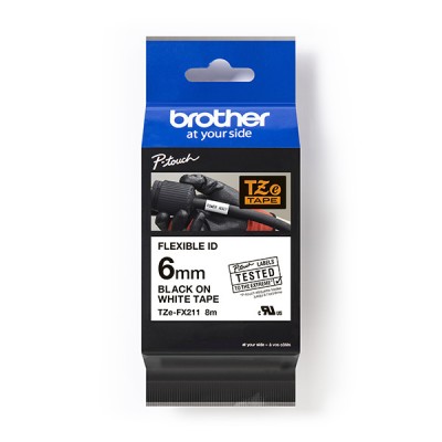 Taśma Flexi Oryginalna Brother TZe-FX211 (TZEFX211) (Biały) (6 mm, 8 m)