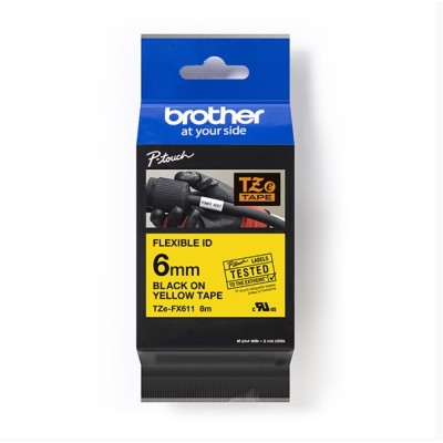 Taśma Flexi Oryginalna Brother TZe-FX611 (TZe-FX611) (Żółty) (6 mm, 8 m, Żółta)