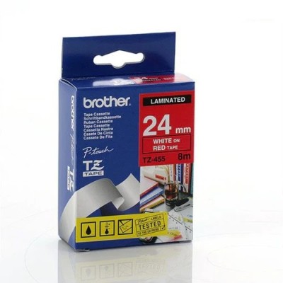 Taśma Oryginalna Brother TZe-455 (TZe-455) (Czerwony) (24 mm, 8 m, Czerwona, Biały)