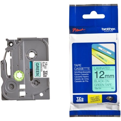Taśma Oryginalna Brother TZe-731 (TZe-731) (Zielony) (12 mm, 8 m, Zielona)