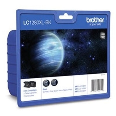 Tusze Oryginalne Brother LC-1280 XL BK BP2 (LC1280XLBKBP2) (Czarne) (dwupak)