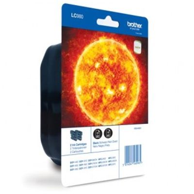 Tusze Oryginalne Brother LC-980 BK BP2 (LC980BKBP2) (Czarne) (dwupak)