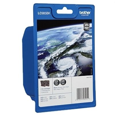 Tusze Oryginalne Brother LC-985 BK BP2 (LC985BKBP2) (Czarne) (dwupak)