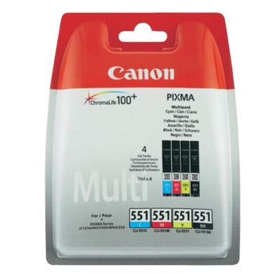 Tusze Oryginalne Canon CLI-551 CMYK (6509B008, 6509B009) (czteropak)