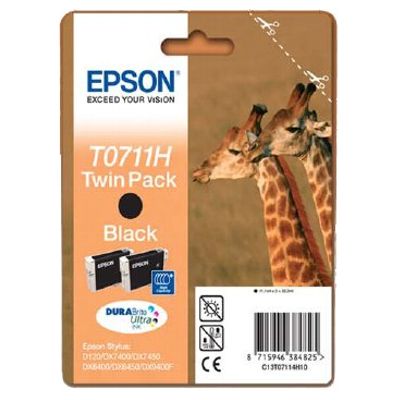 Tusze Oryginalne Epson T0711 (C13T07114H10) (Czarne) (dwupak)