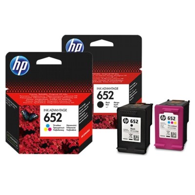Tusze Oryginalne HP 652 BK + 652 C (F6V25AE, F6V24AE) (komplet)