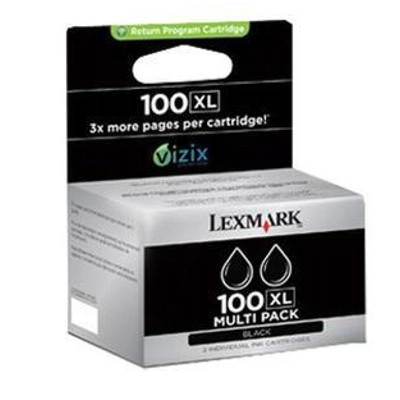 Tusze Oryginalne Lexmark 100 XL BK (14N0848) (Czarne) (dwupak)
