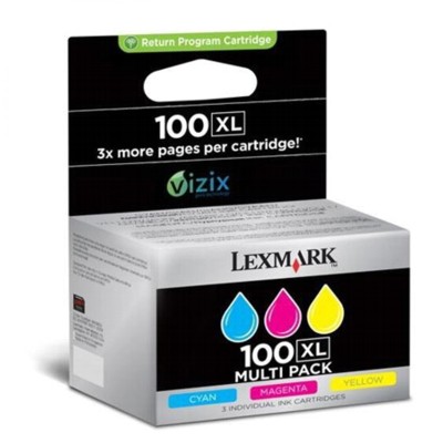 Tusze Oryginalne Lexmark 100 XL CMY (14N0850) (trójpak)