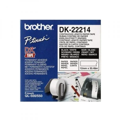 Etykiety Oryginalne Brother DK-22214 (DK-22214) (Biały) (12 mm, 30,48 m)