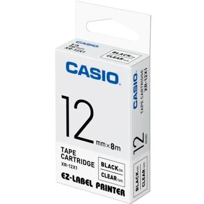 Taśma Barwiąca Oryginalna Casio XR-12X1 (XR12X1) (Przezroczysty) (12 mm, 8 m)