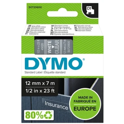 Taśma Barwiąca Oryginalna DYMO D1-45020 (D1-45020) (Przezroczysty) (12 mm, 7 m)