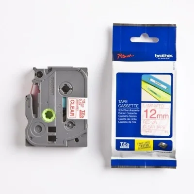 Taśma Oryginalna Brother TZe-132 (TZE132) (Przezroczysty) (12 mm, 8 m, Przezroczysta, Czerwony)