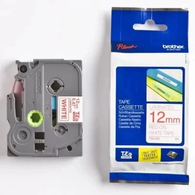 Taśma Oryginalna Brother TZe-232 (TZE232) (Biały) (12 mm, 8 m, Biała, Czerwony)