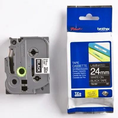 Taśma Oryginalna Brother TZe-355 (TZe355) (Czarny) (24 mm, 8 m, Czarna, Biały)