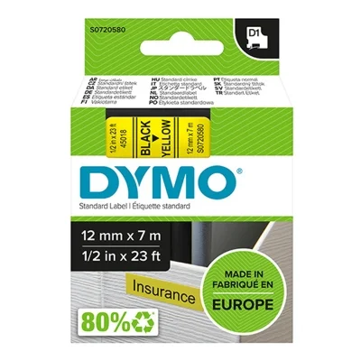Taśma Oryginalna DYMO D1-45018 (D1-45018) (Żółty) (12 mm, 7 m)