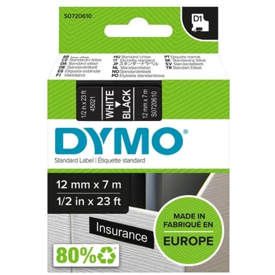 Taśma Oryginalna DYMO D1-45021 (D1-45021) (Czarny) (12 mm, 7 m)