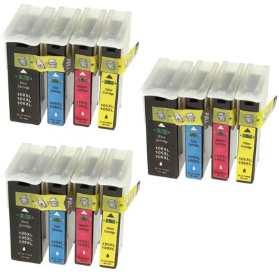 3x Tusze Zamienniki 100 XL CMYK do Lexmark (14N1912) (komplet)