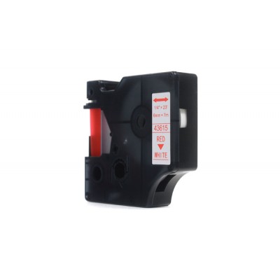Taśma Zamiennik D1-43615 do DYMO (D1-43615) (Biały) (6 mm, 7 m, Biała, Czerwony)