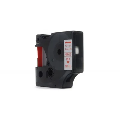 Taśma Zamiennik D1-45015 do DYMO (D1-45015) (Biały) (12 mm, 7 m, Biała, Czerwony)