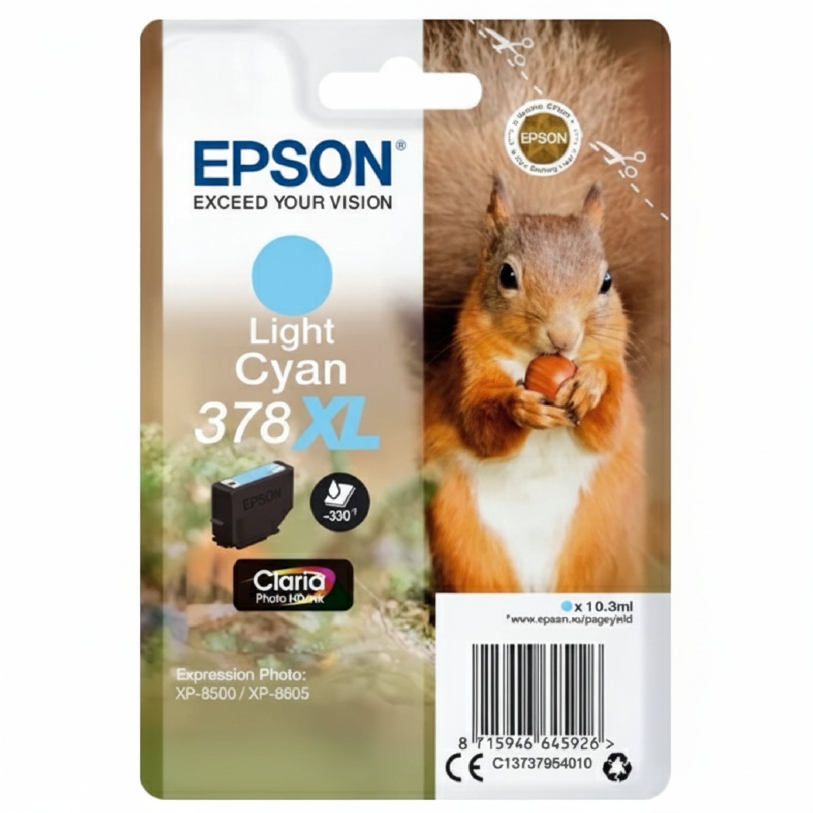 Tusz Oryginalny Epson 378 XL (C13T37954010) (Jasny błękitny)