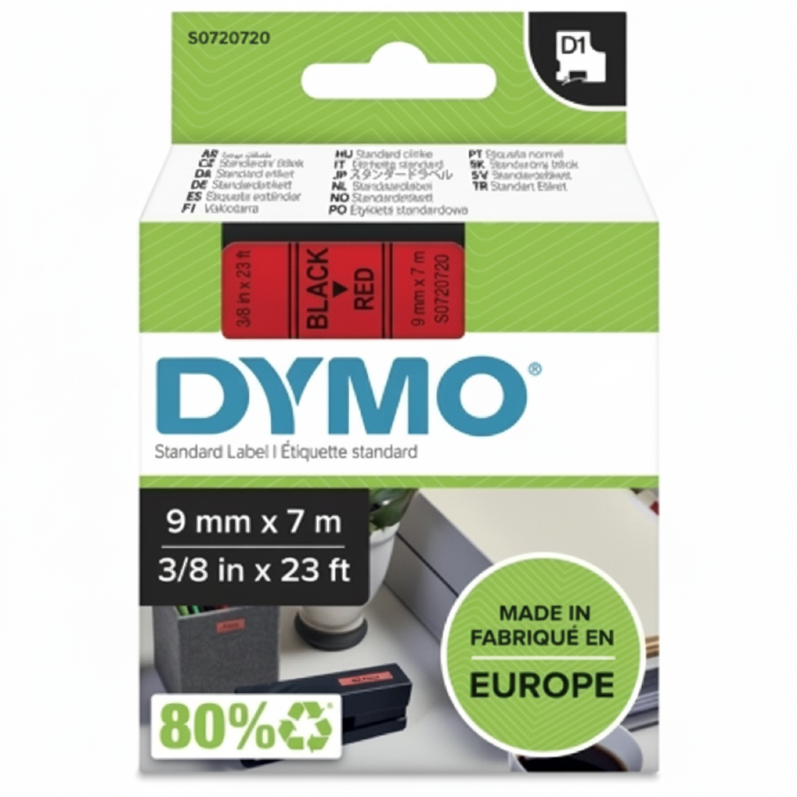 Taśma Oryginalna DYMO D1-40917 (D1-40917) (Czerwony) (9 mm, 7 m)