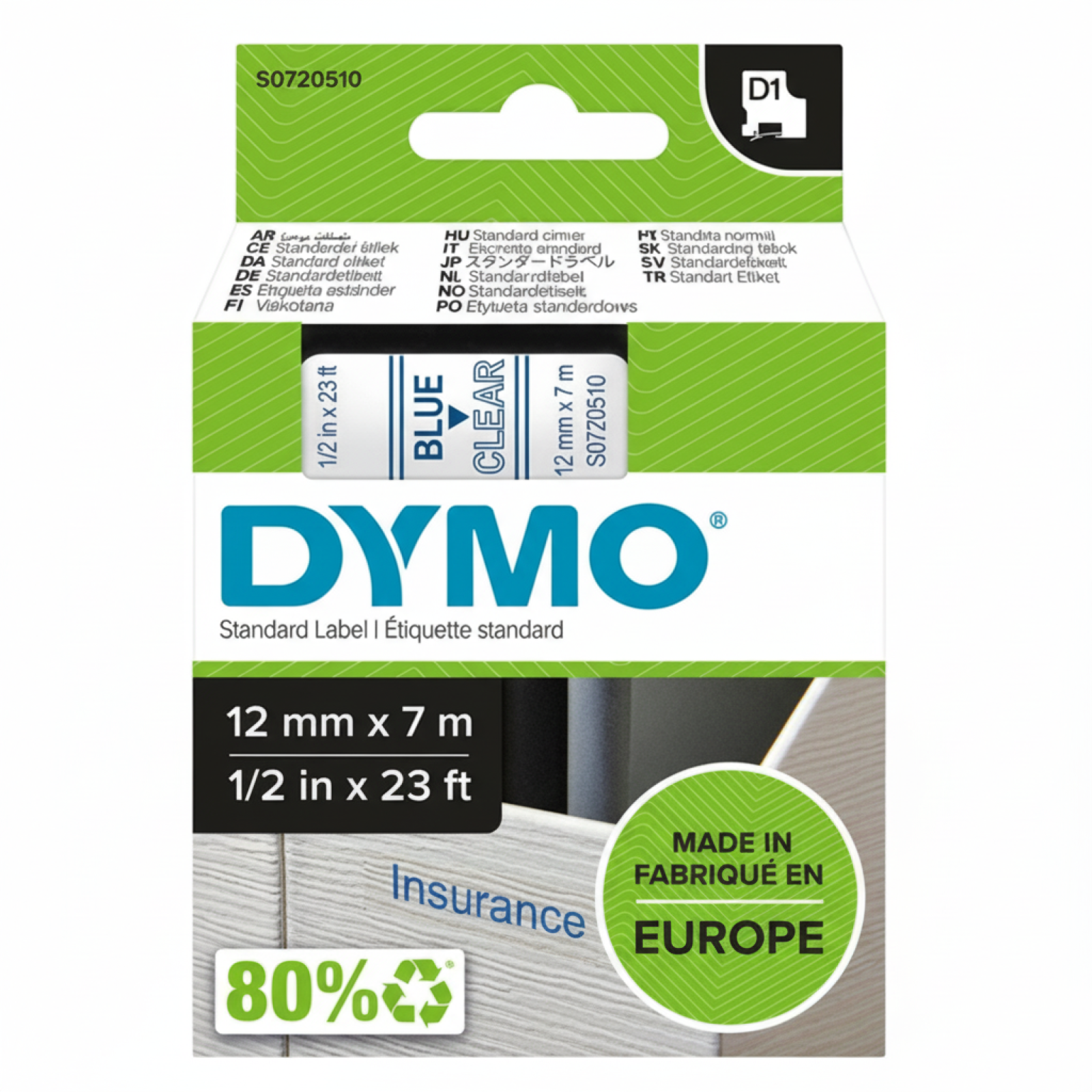 Taśma Oryginalna DYMO D1-45011 (D1-45011) (Przezroczysty) (12 mm, 7 m)