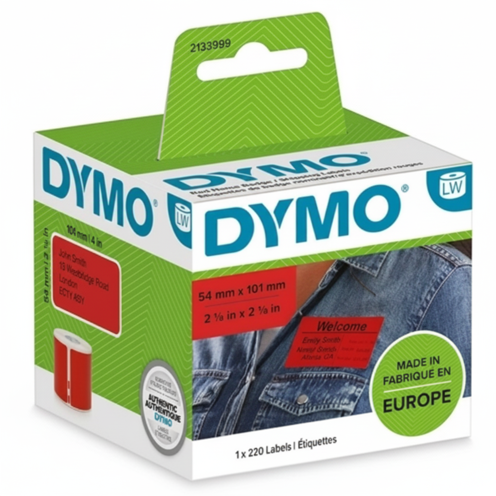 Etykiety Oryginalne DYMO LW-2133399 (2133399) (Czerwony)