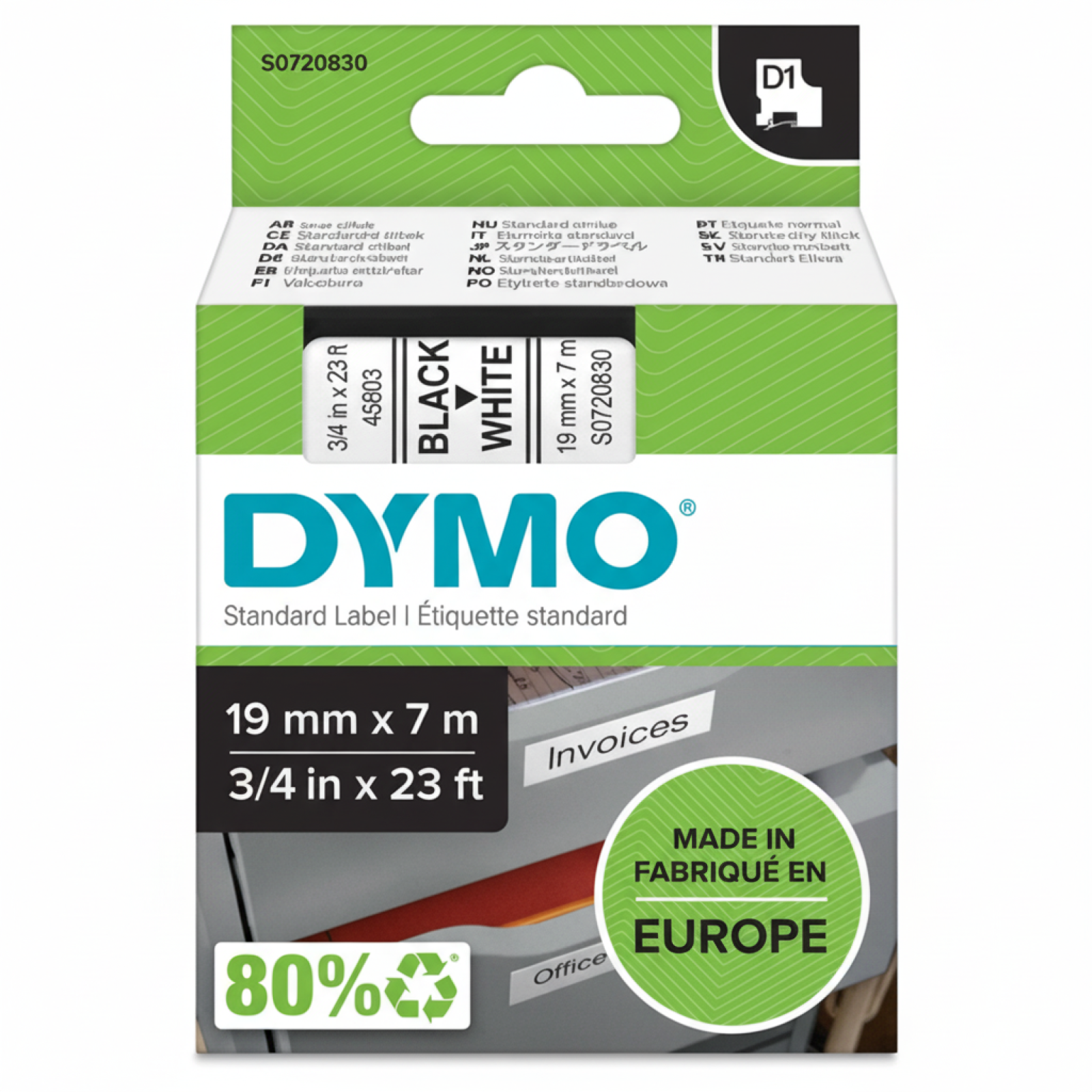 Taśma Oryginalna DYMO D1-45803 (D1-45803) (Biały) (19 mm, 7 m)