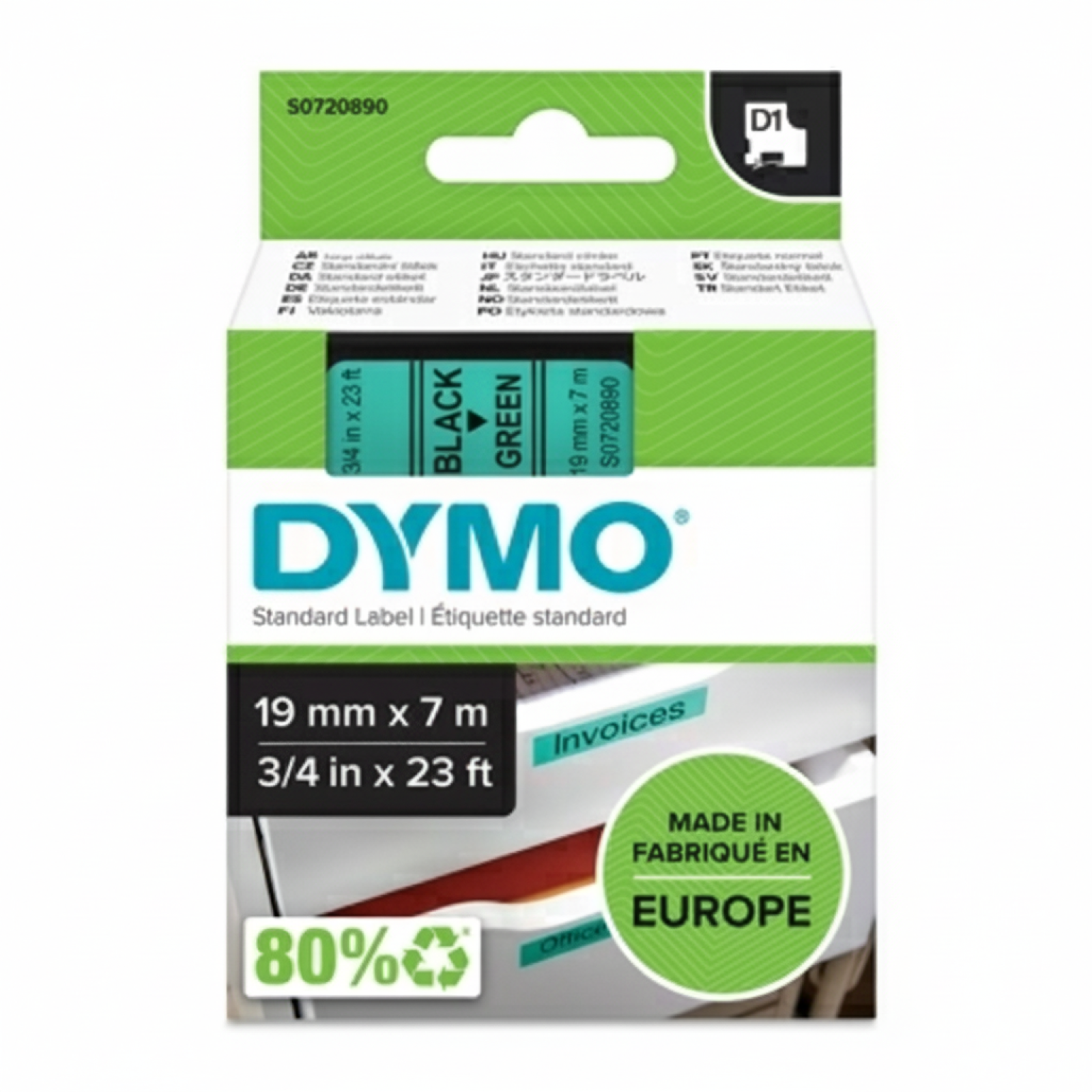 Taśma Oryginalna DYMO D1-45809 (D1-45809) (Zielony) (19 mm, 7 m)
