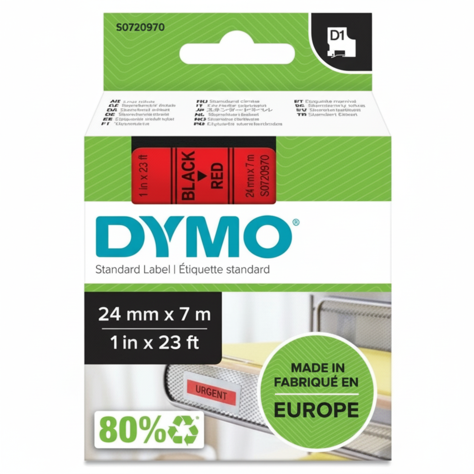 Taśma Oryginalna DYMO D1-53717 (D1-53717) (Czerwony) (24 mm, 7 m)