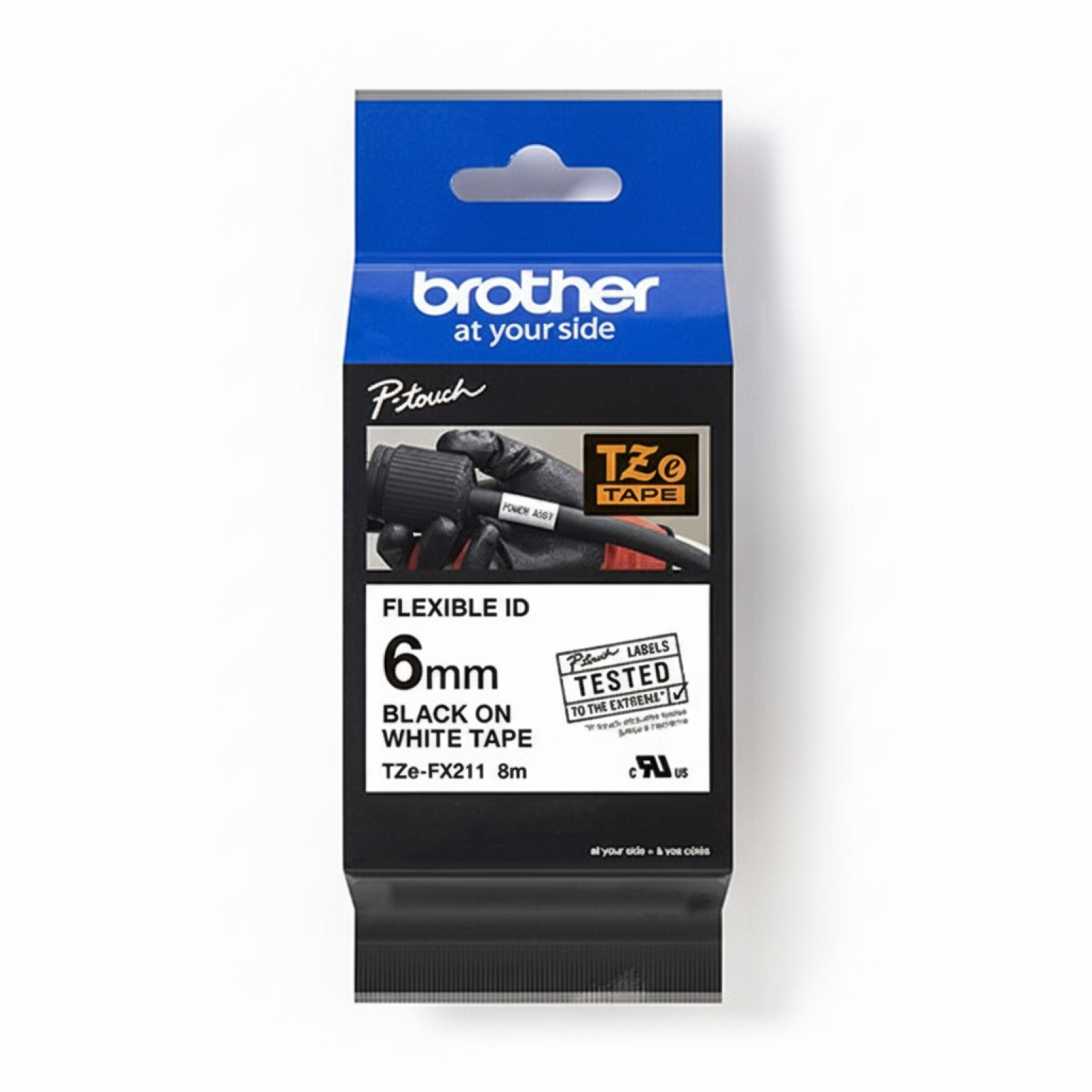 Taśma Flexi Oryginalna Brother TZe-FX211 (TZEFX211) (Biały) (6 mm, 8 m)