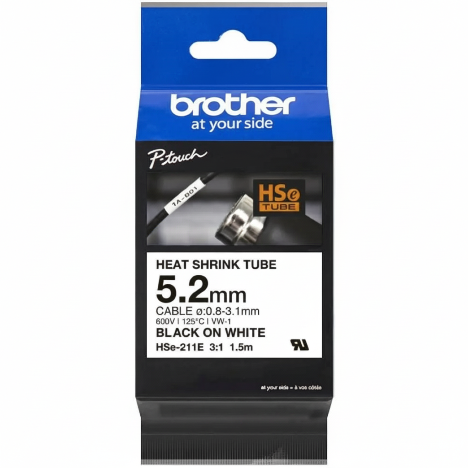 Rurka Termokurczliwa Oryginalna Brother HSe-211 (HSe211) (Biały) (5,2 mm, 1,5 m)
