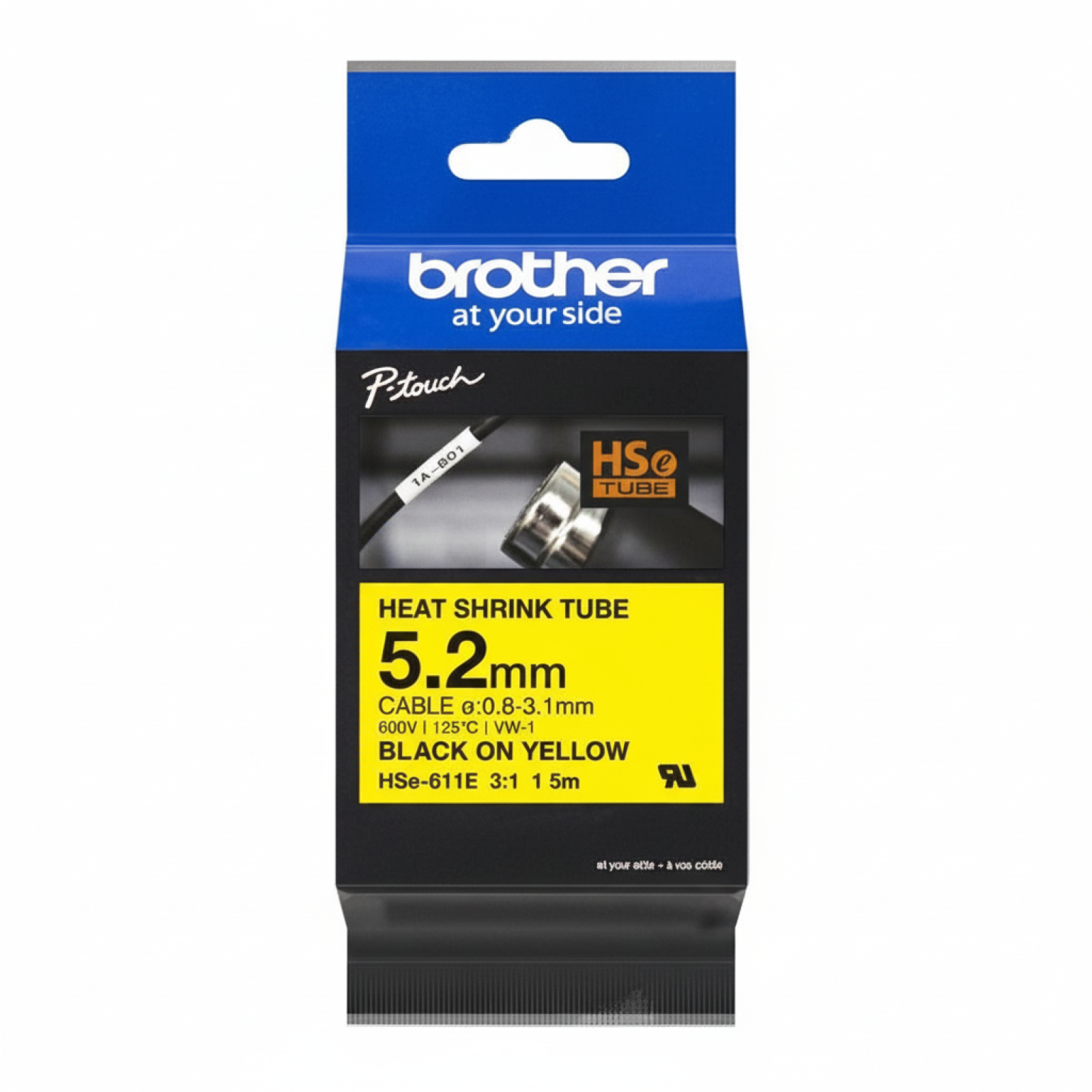 Rurka Termokurczliwa Oryginalna Brother HSe-611 (HSe611e) (Żółty) (5,2 mm, 1,5 m)