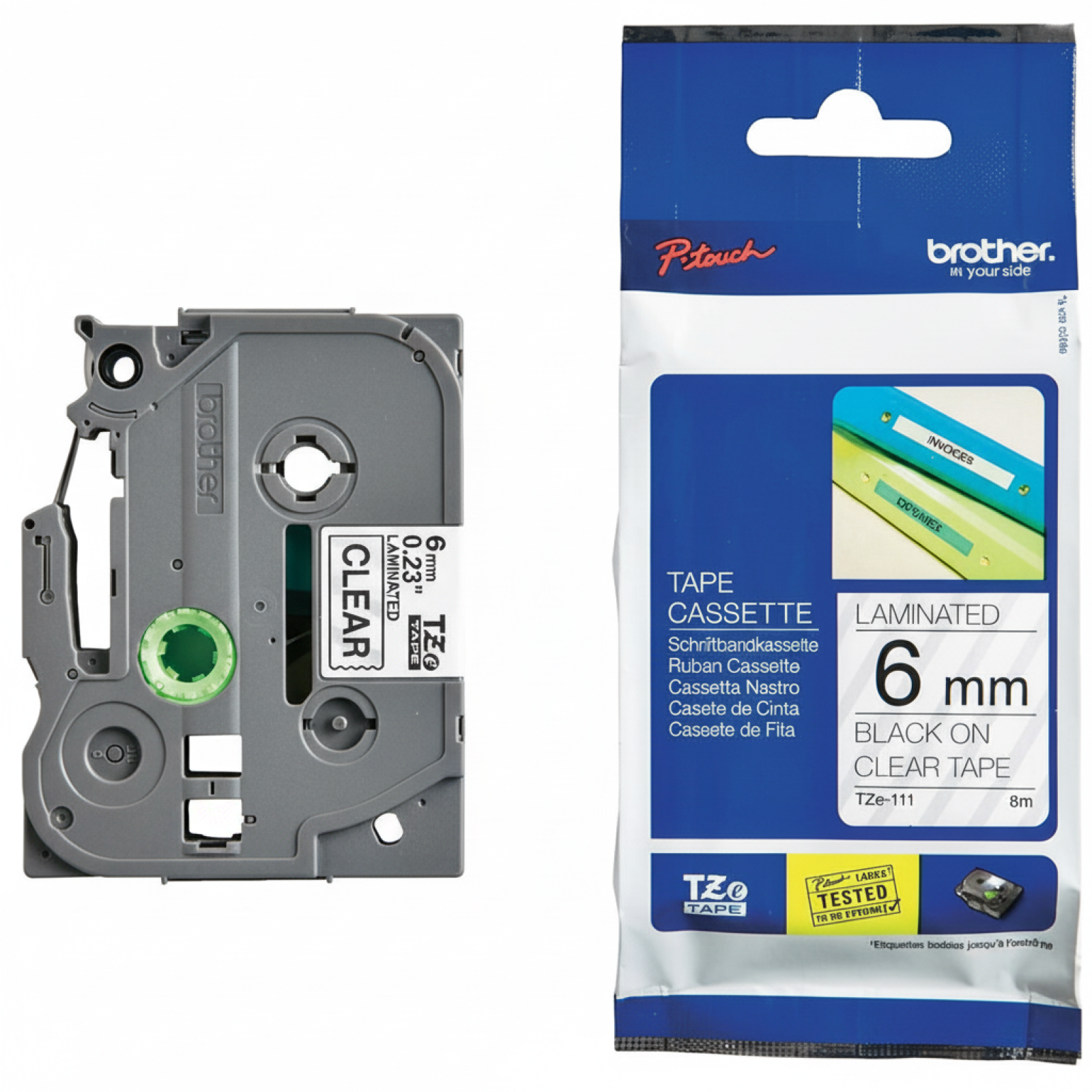 Taśma Oryginalna Brother TZe-111 (TZE111) (Przezroczysty) (6 mm, 8 m, Przezroczysta)