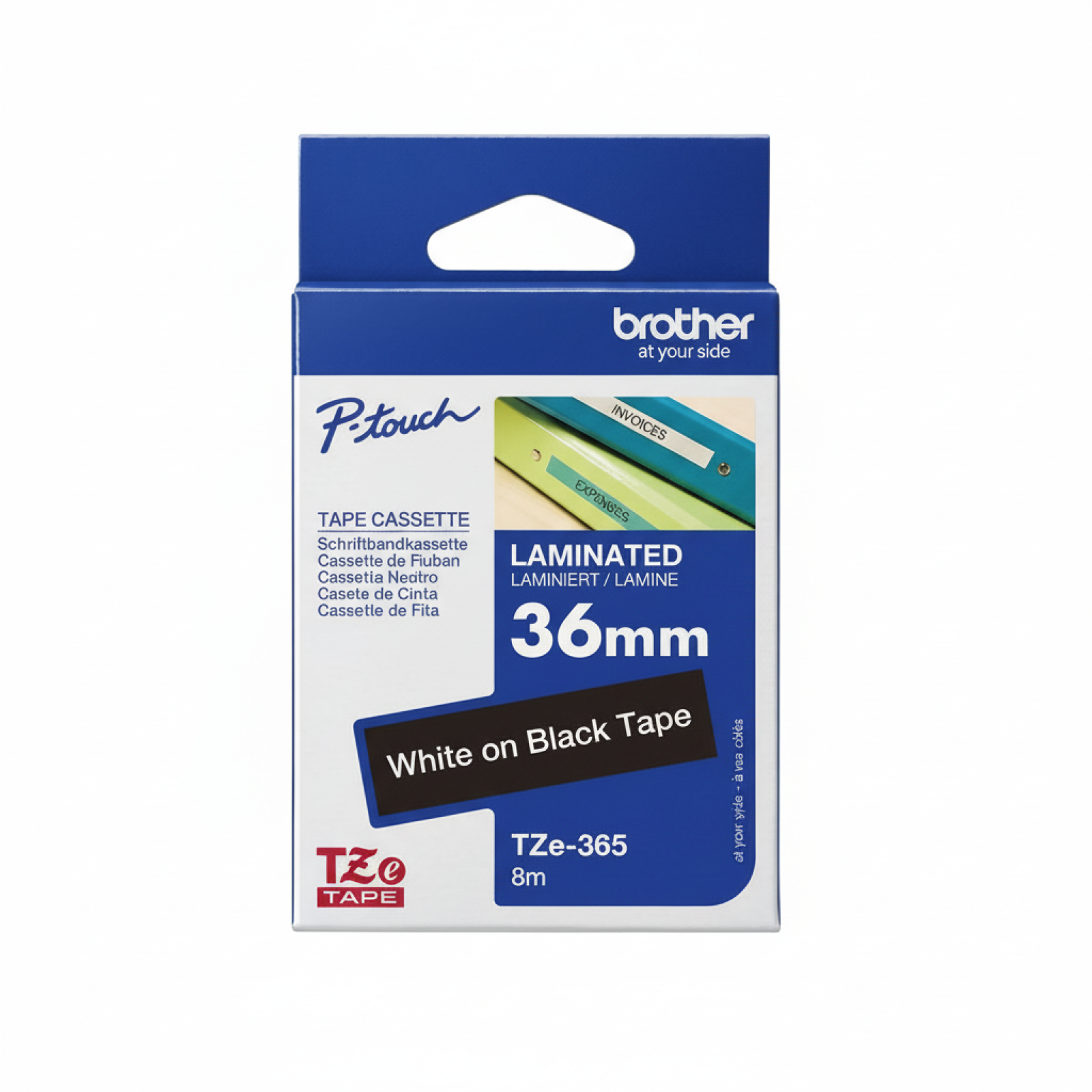 Taśma Oryginalna Brother TZe-365 (TZE365) (Czarny) (36 mm, 8 m, Czarna, Biały)