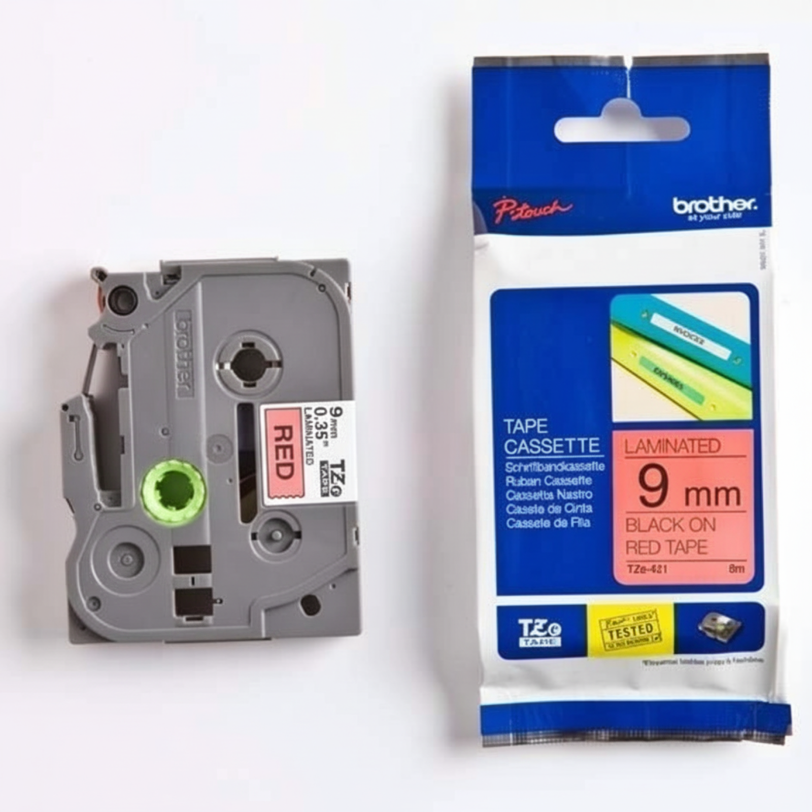 Taśma Oryginalna Brother TZe-421 (TZE421) (Czerwony) (9 mm, 8 m)