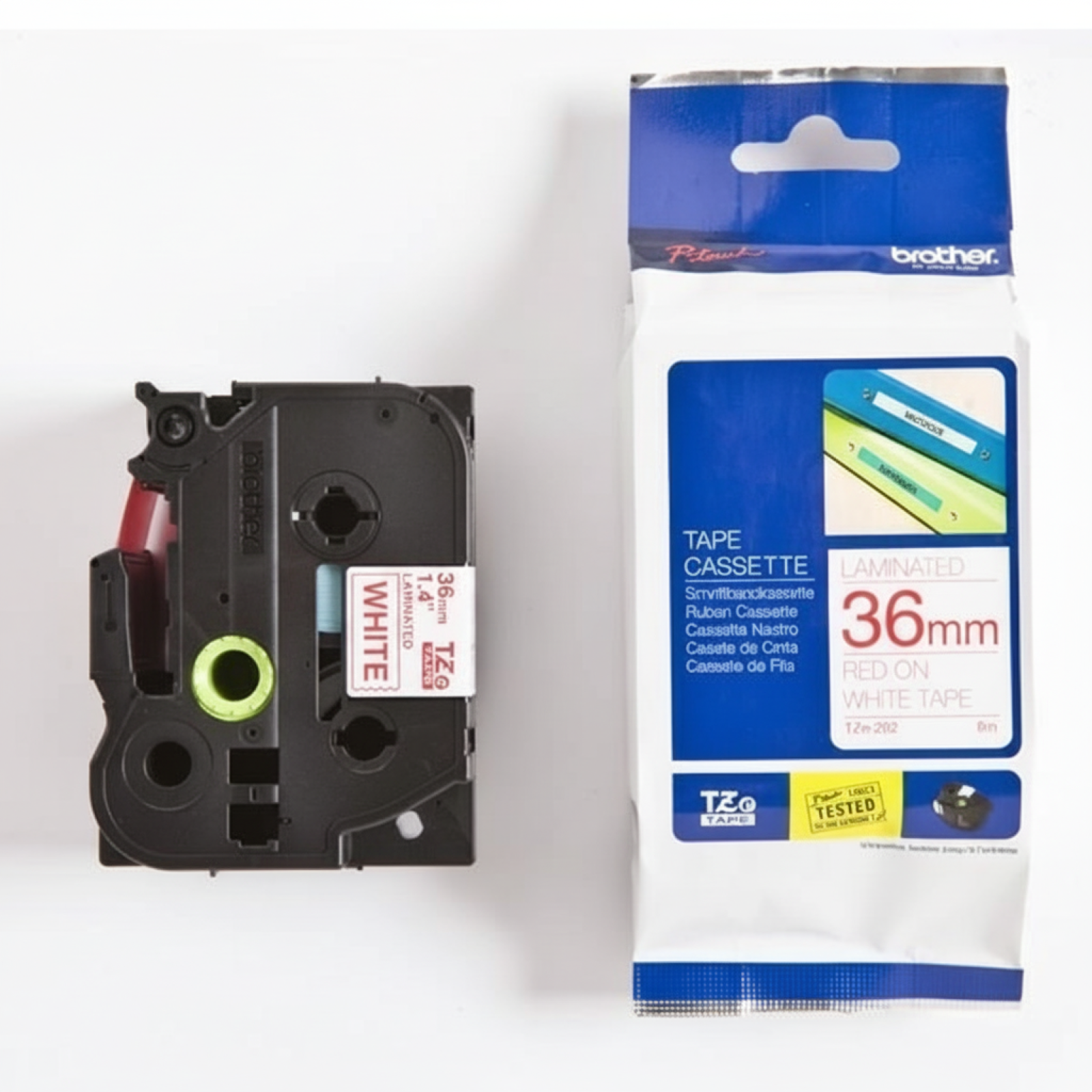 Taśma Oryginalna Brother TZe-262 (TZE262) (Biały) (36 mm, 8 m, Biała, Czerwony)