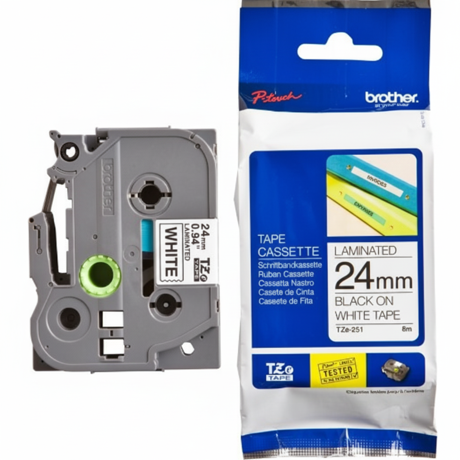 Taśma Oryginalna Brother TZe-251 (TZE251) (Biały) (24 mm, 8 m, Biała)