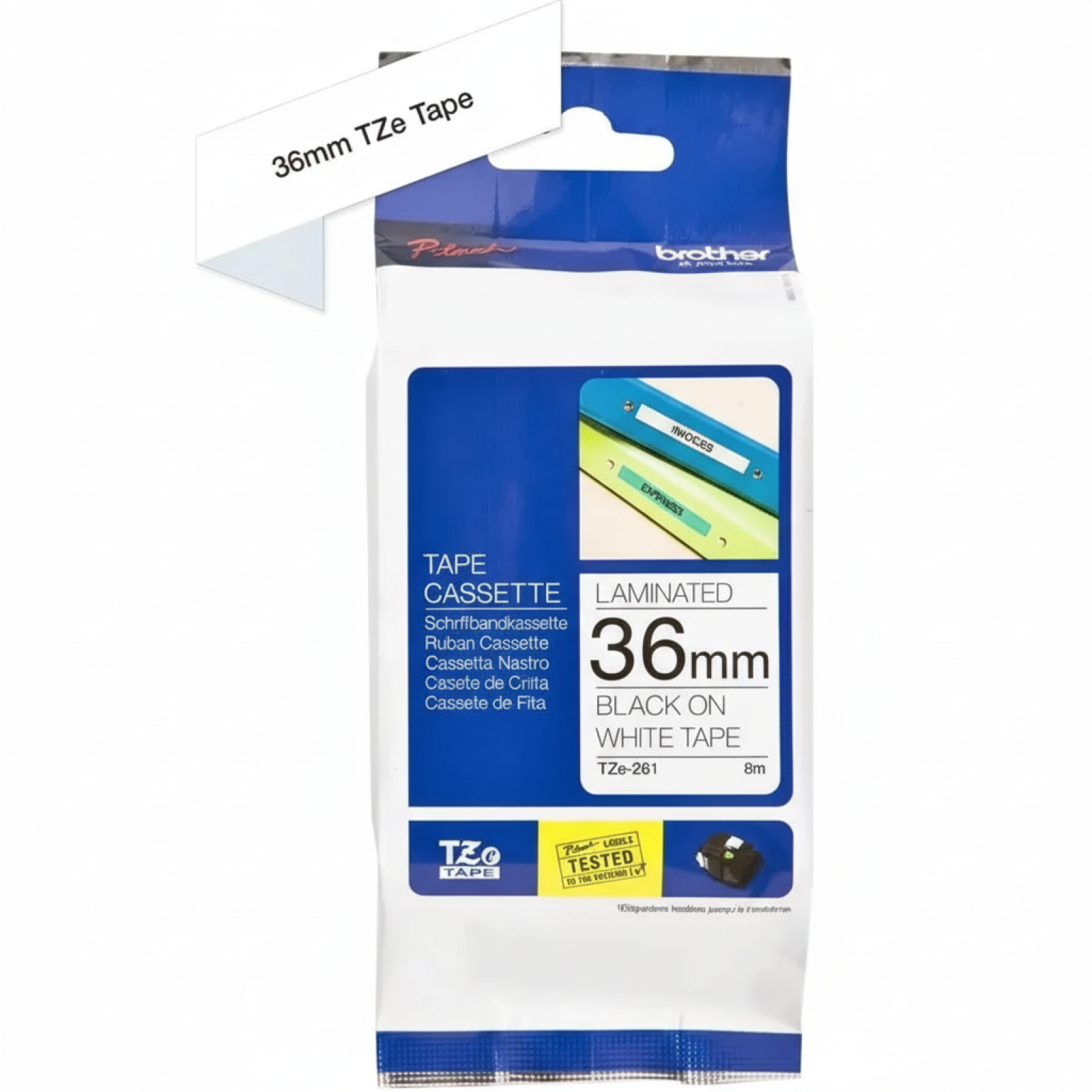 Taśma Oryginalna Brother TZe-261 (TZE261) (Biały) (36 mm, 8 m, Biała)